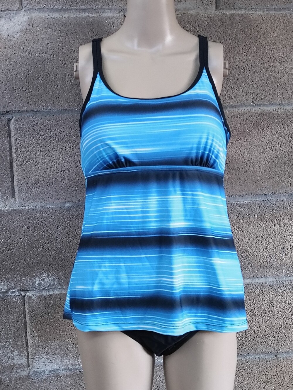 Blue Striped Tankini Swim Set
